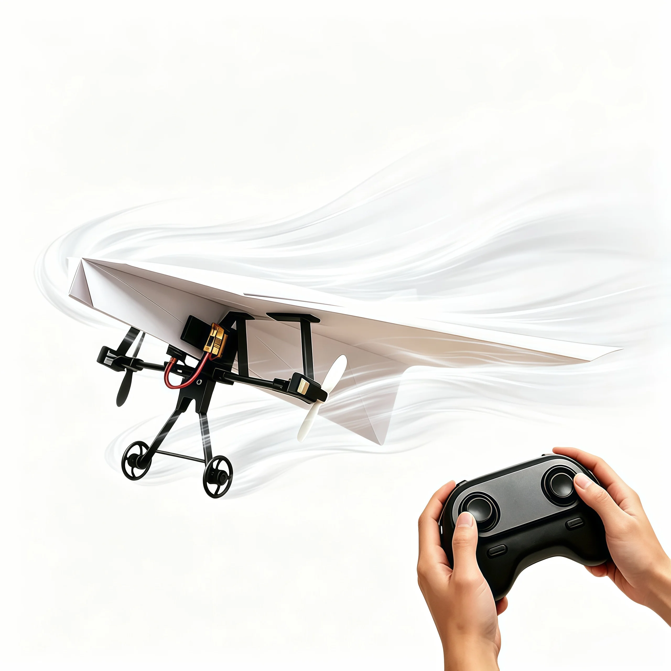Hotfree RC Paper Airplane Kit, Remote Control Plane with Gyro Stabilizer & Dual Propellers, DIY Foldable Flying Toy, Easy-to-Fly STEM Toy, Birthday Gift for Kids Boys & Adults