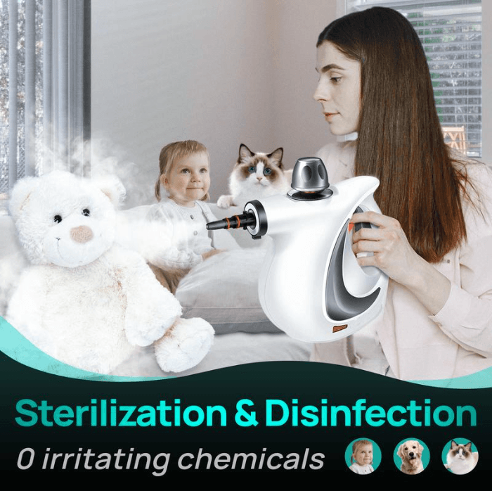 High Pressure Steam Cleaning Machine With 12 Cleaning Accessories And Detachable Brush Head And Nozzle